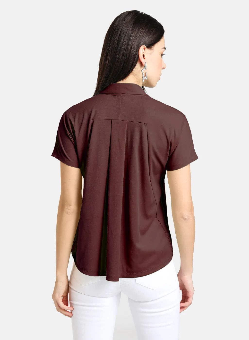 Half Sleeve Shirt With Notch Collar