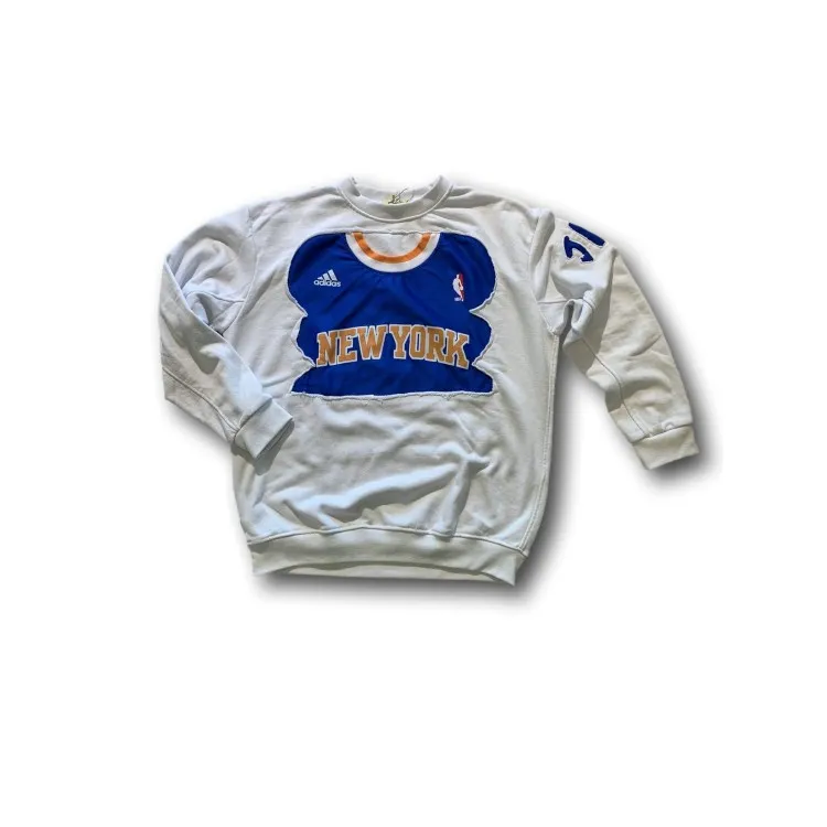 Just For Poor Villeneuve G NBA NEW YORK Felpa Unisex in Cotone Bianco