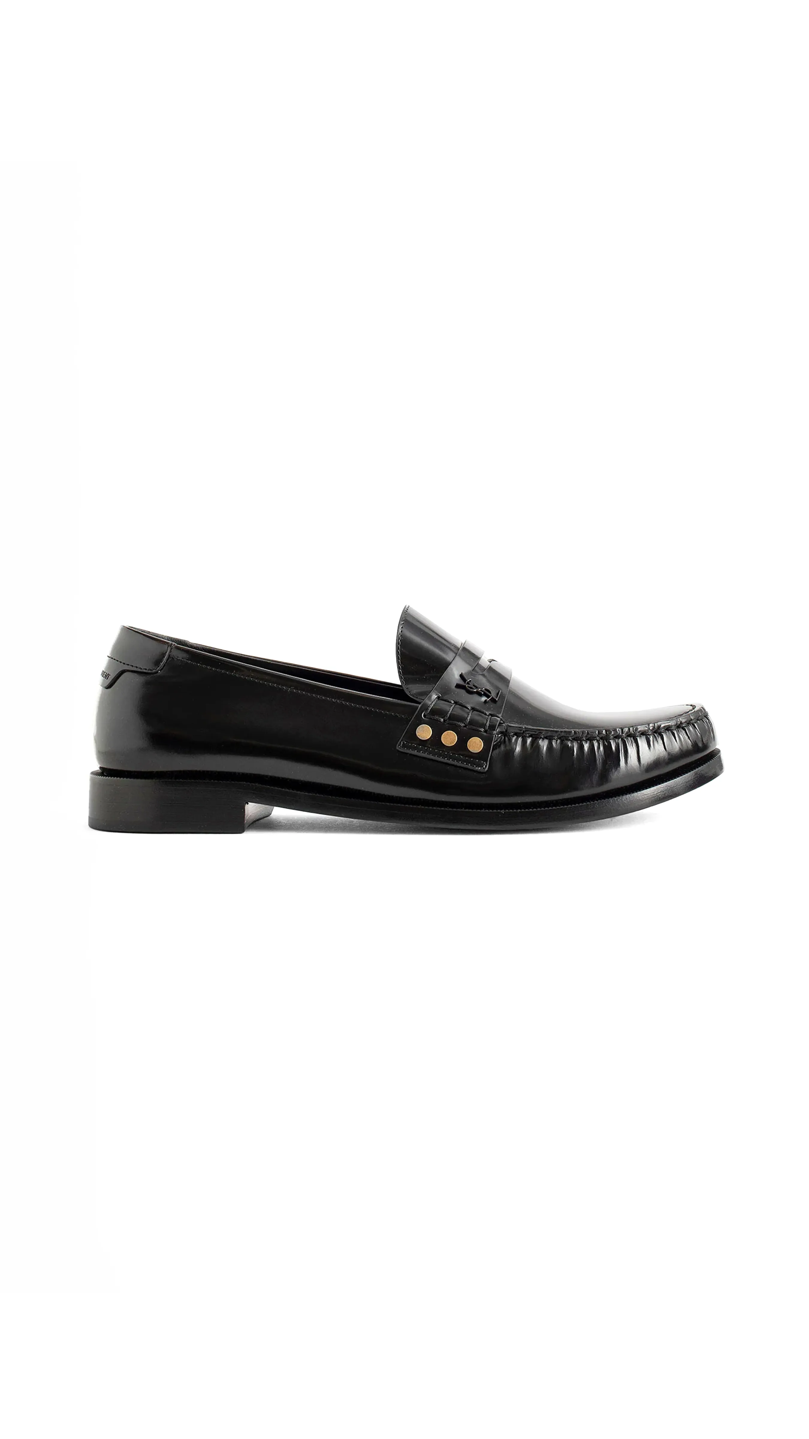 Le Loafer Penny Slippers in Glazed Leather - Black