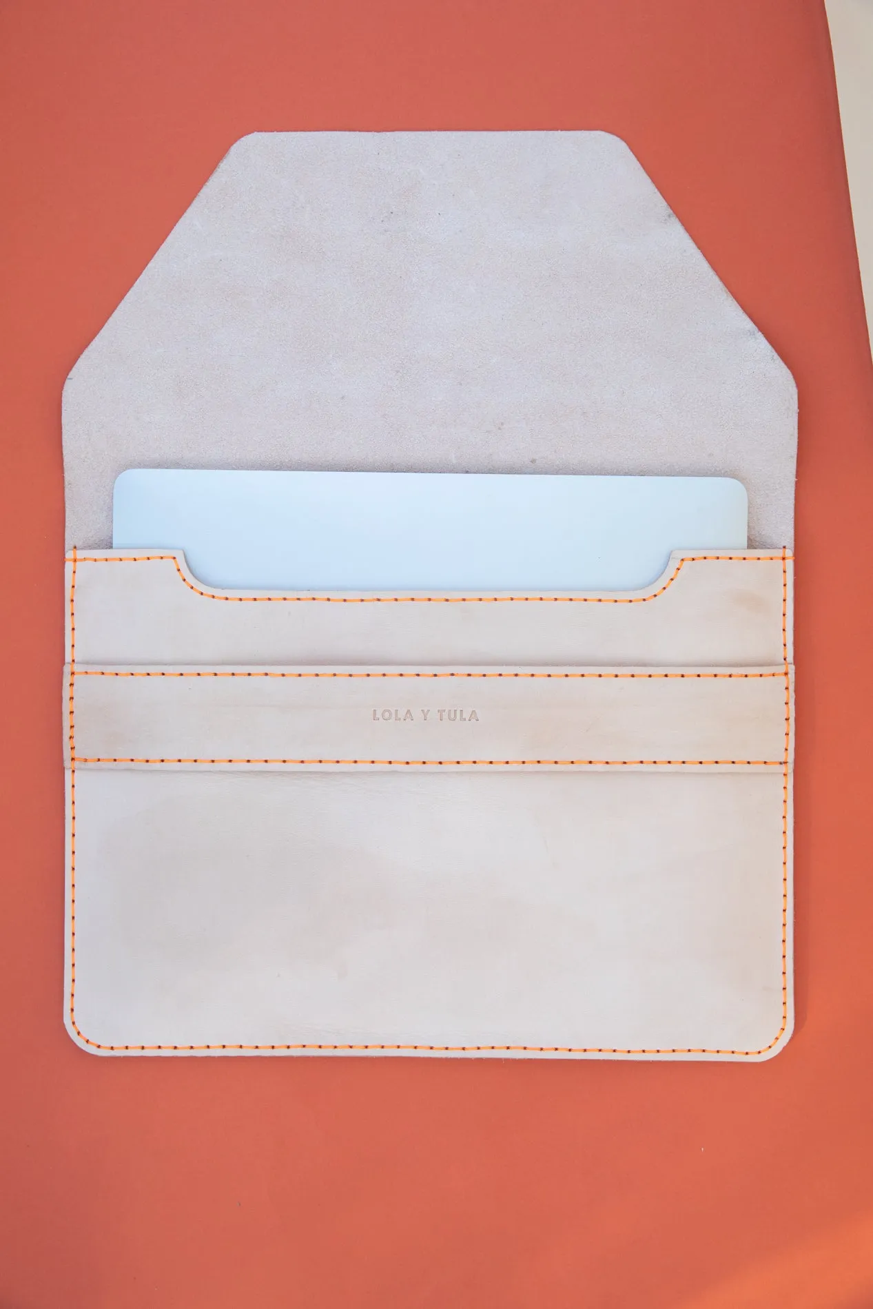 LEATHER LAPTOP SLEEVE // TANGERINE