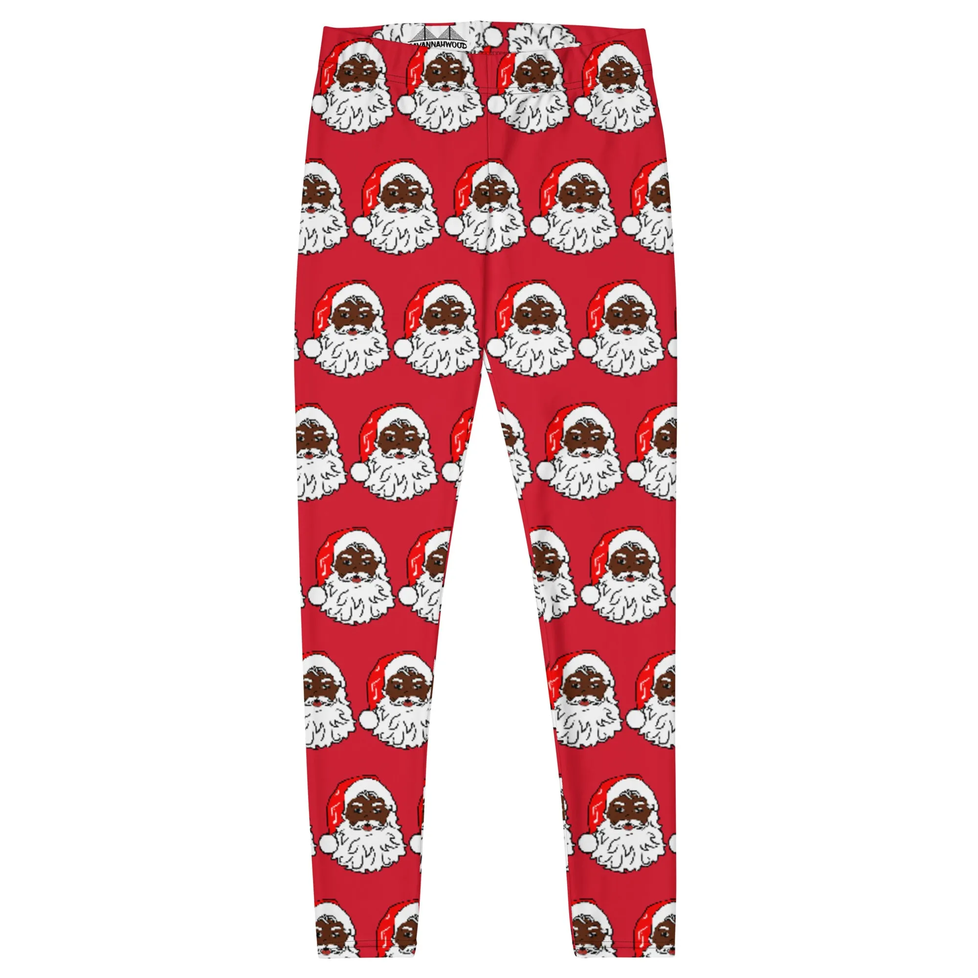 Leggings African American Santa Red