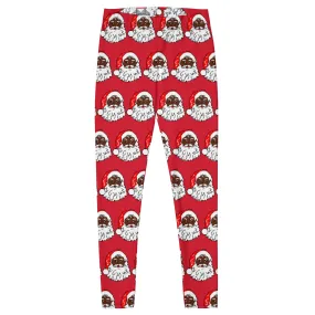 Leggings African American Santa Red