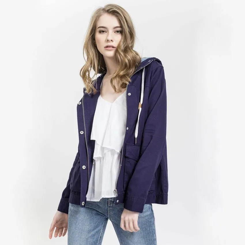 Lightweight Woven Jacket in Navy/Light Denim