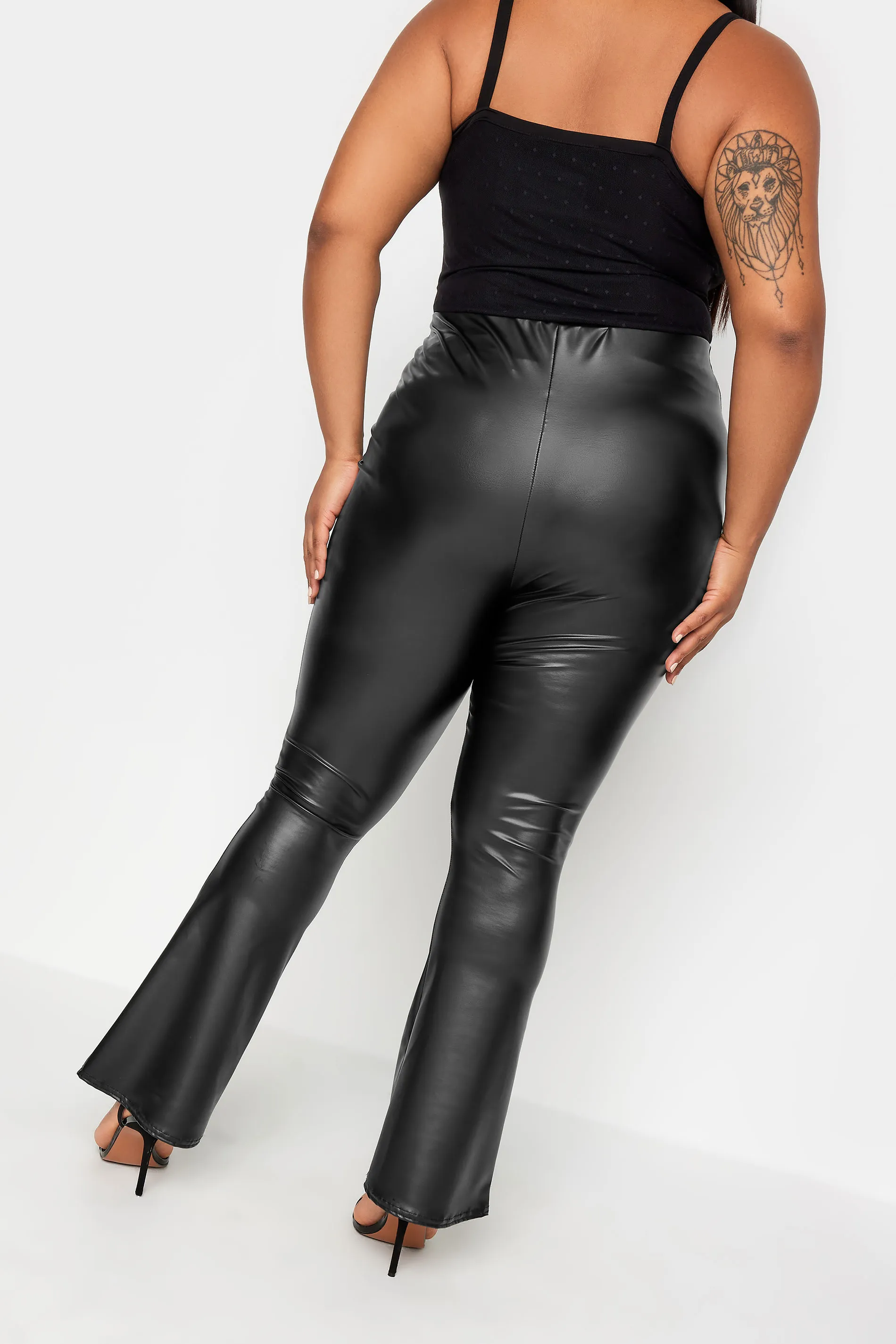 LIMITED COLLECTION Curve Black Faux Leather Flared Trousers