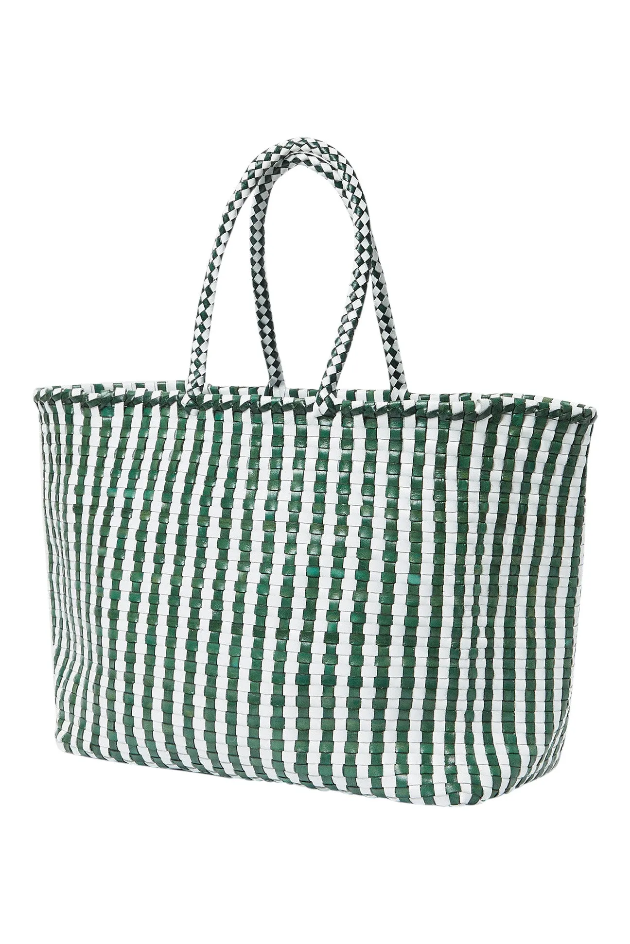 Loeffler Randall Klara Check Woven Tote
 in Emerald White