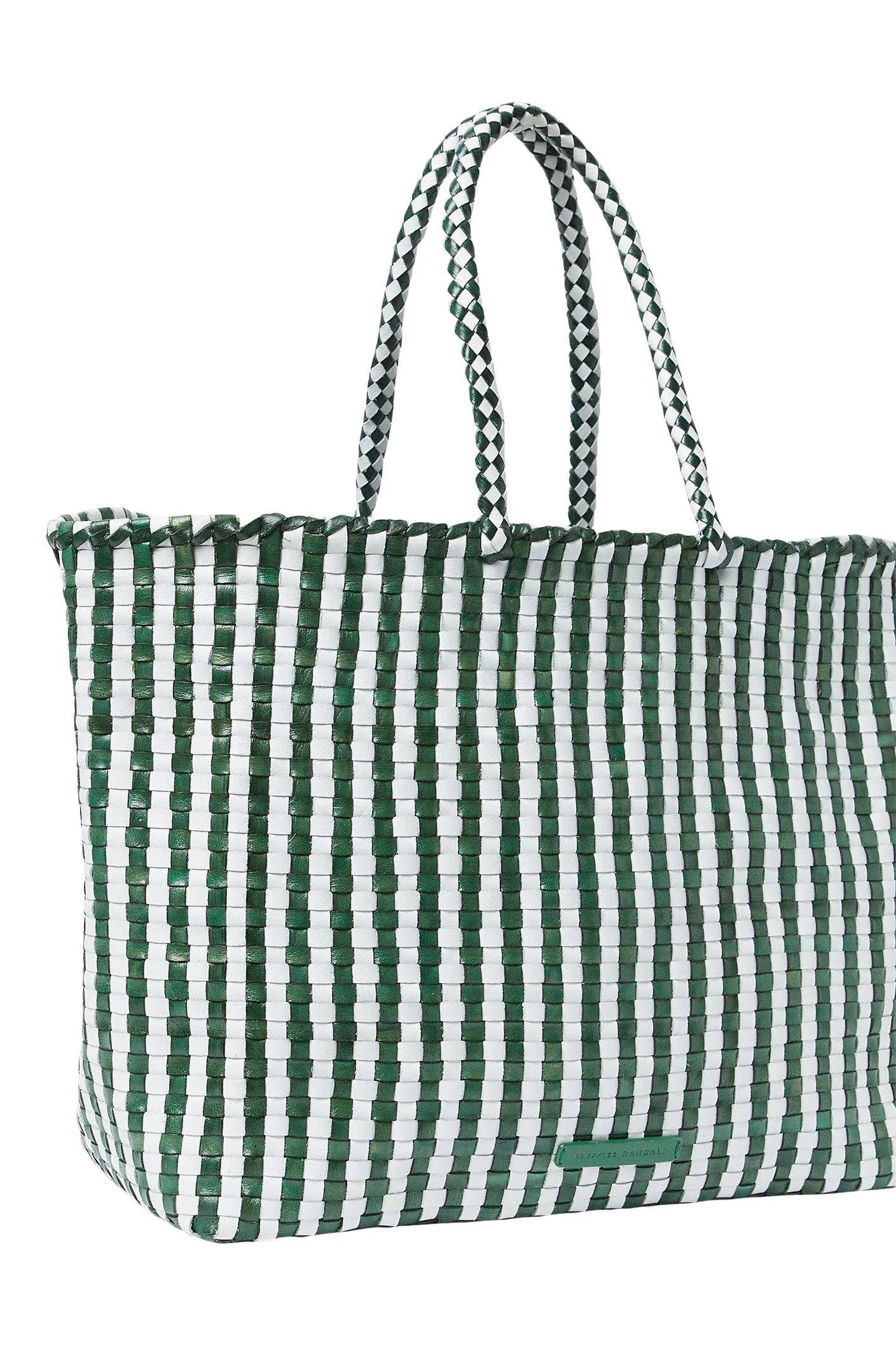 Loeffler Randall Klara Check Woven Tote
 in Emerald White