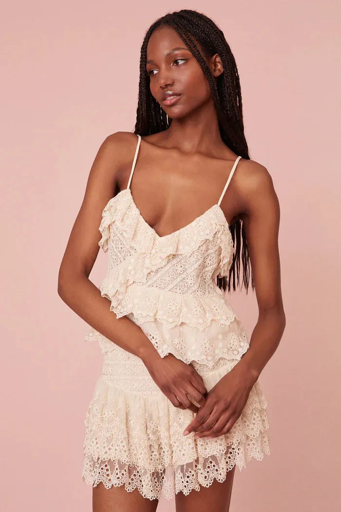 Loveshackfancy - Saturn Embroidered Cami Top - Cream