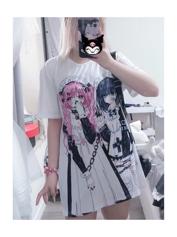 maid anime drawing T-shirt