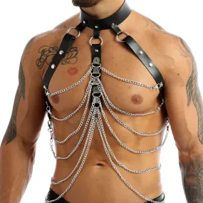 Men Sword belt Faux Leather Body Chest Chain Leather Straps