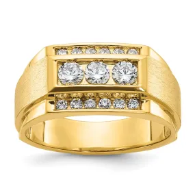 Men's 10mm 14K Yellow Gold 3-Row 3/4 Ctw Diamond Tapered Band