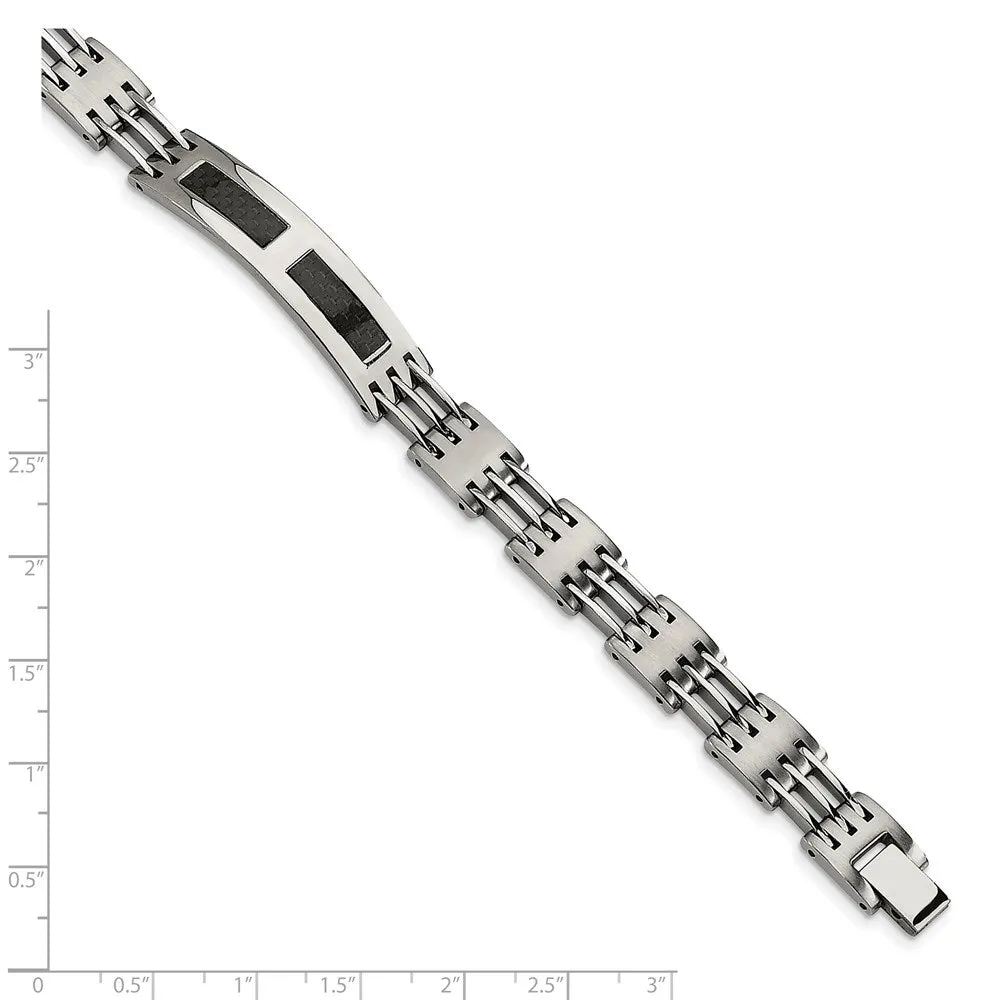 Men's 10mm Stainless Steel & Carbon Fiber I.D. Bracelet, 8.5 Inch