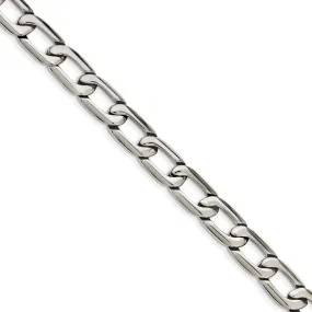 Men's 11mm Stainless Steel Open Oval Curb Chain Necklace, 24 Inch