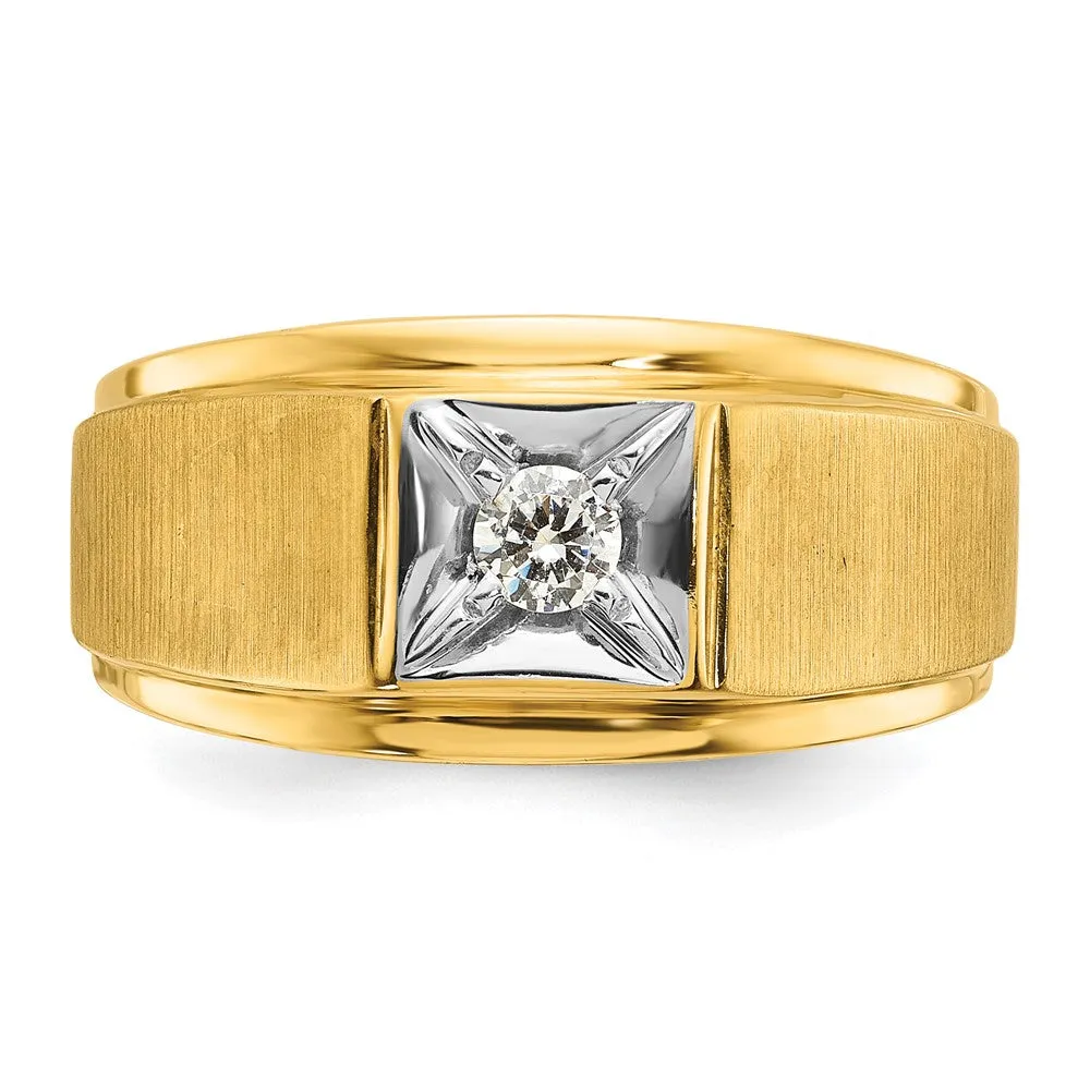 Men's 14K Two Tone Gold & 1/6 CT Diamond Tapered Band