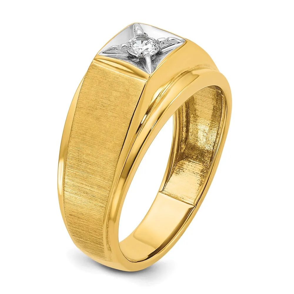 Men's 14K Two Tone Gold & 1/6 CT Diamond Tapered Band