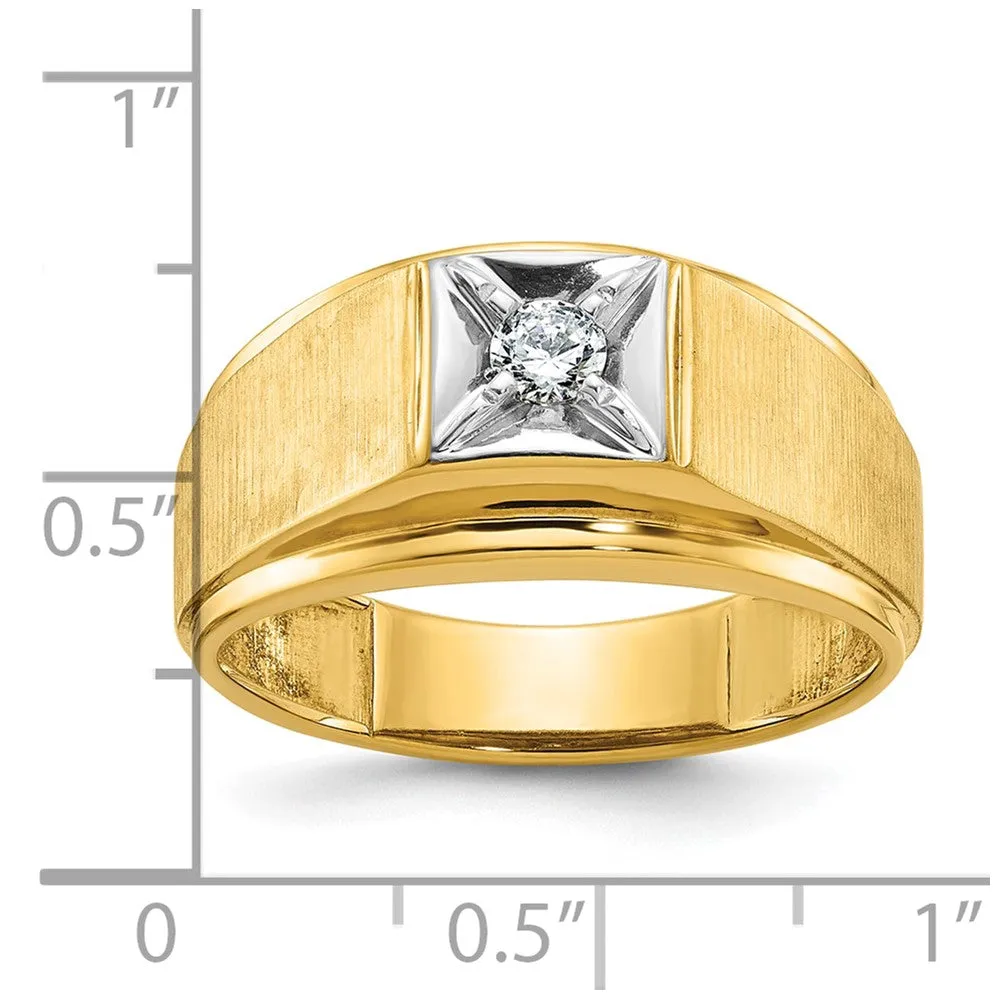 Men's 14K Two Tone Gold & 1/6 CT Diamond Tapered Band