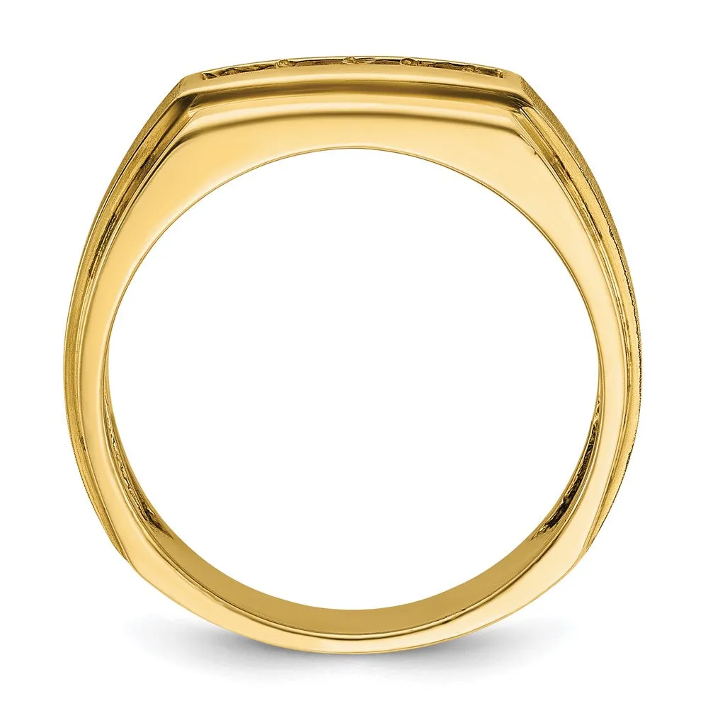 Men's 8mm 14K Yellow Gold 5-Stone 1/4 Ctw Diamond Tapered Band