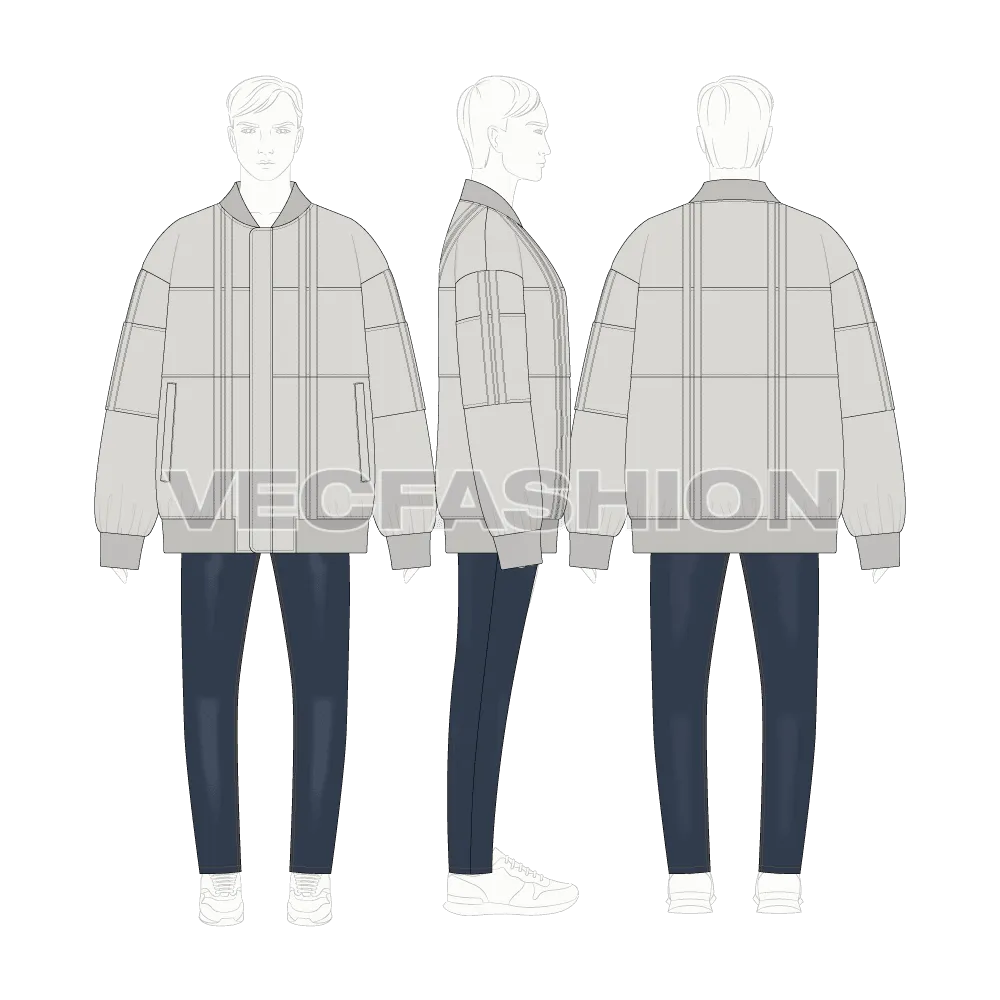 Mens Oversized Jacket Flat Sketch