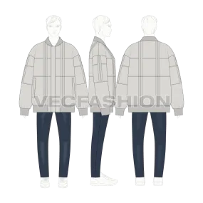 Mens Oversized Jacket Flat Sketch