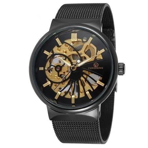 Men's Popular Hand-Wind Ultra-Thin Stainless Steel Mechanical Wristwatches