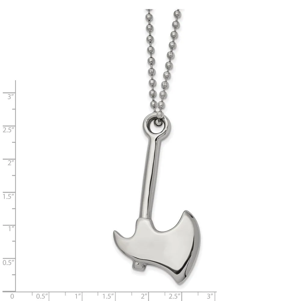 Men's Stainless Steel Large 3D Hatchet Necklace, 22 Inch