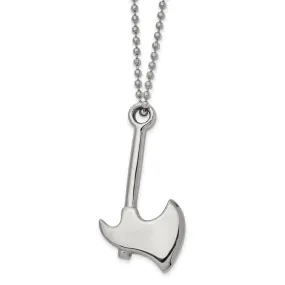 Men's Stainless Steel Large 3D Hatchet Necklace, 22 Inch