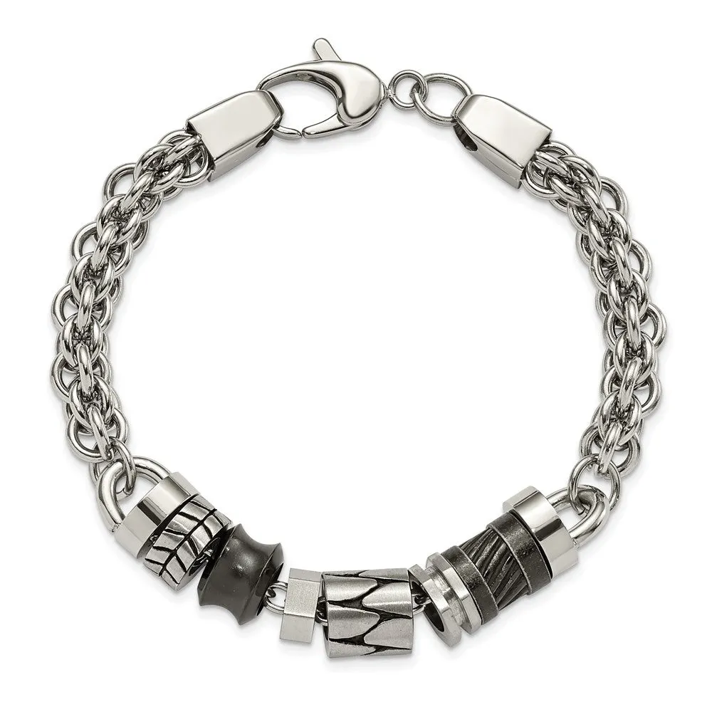 Men's Stainless Steel Moveable Pieces Bracelet, 8.25 Inch