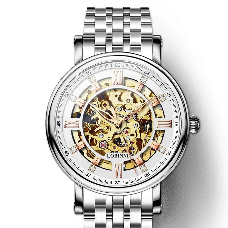 Men's Switzerland Luxury Business Skeleton Seagull Multifunction Wristwatch