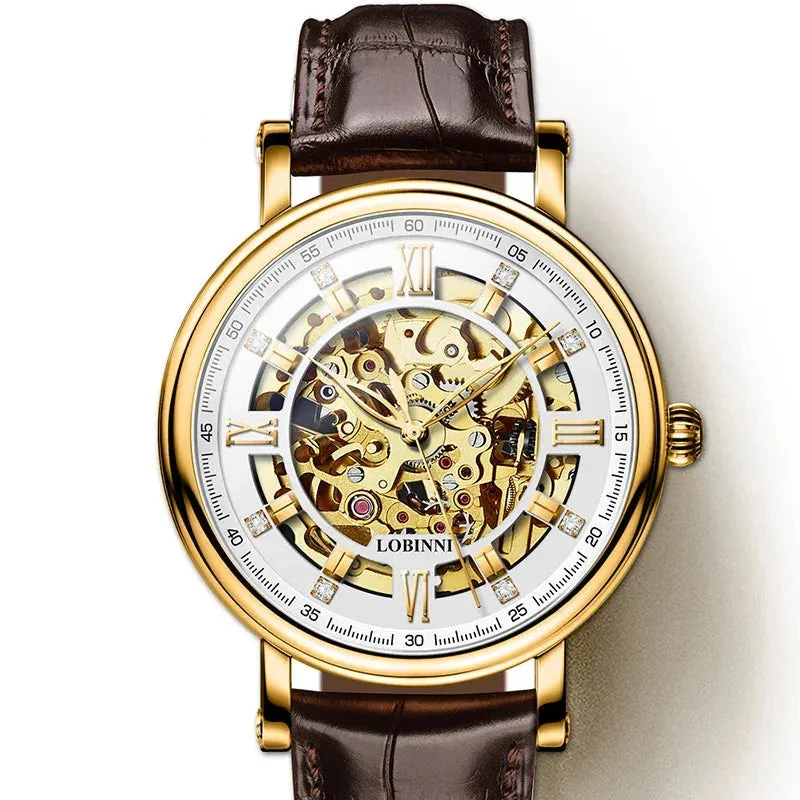 Men's Switzerland Luxury Business Skeleton Seagull Multifunction Wristwatch