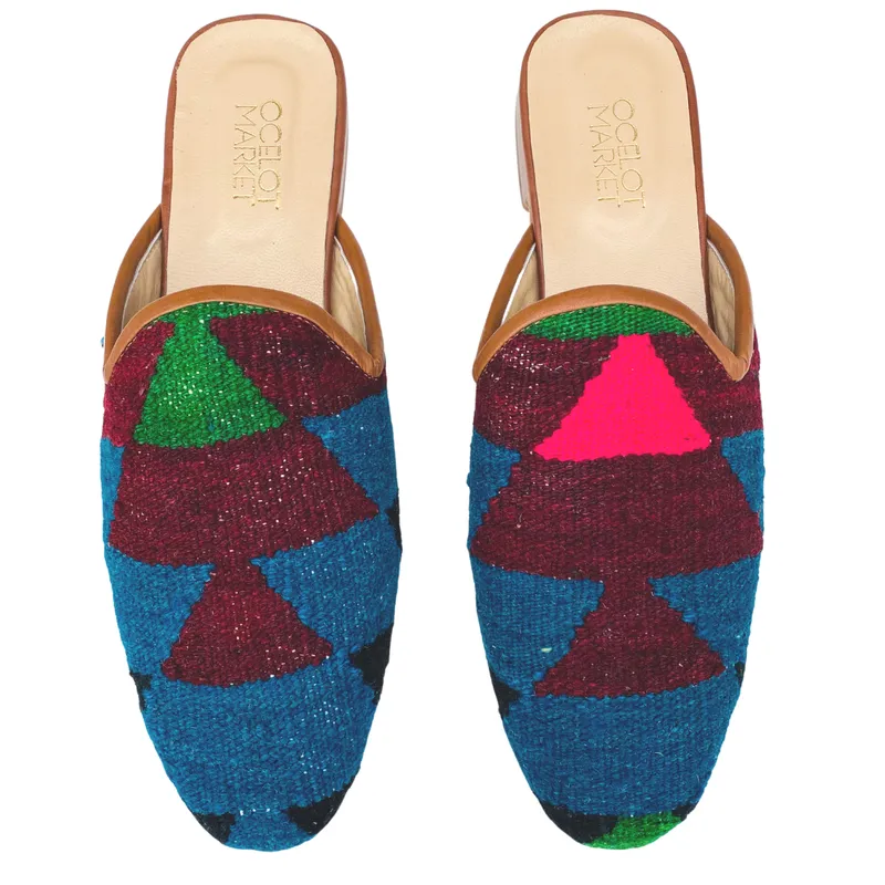 Men's Turkish Kilim Mule - Blue, Maroon, Pink, Green