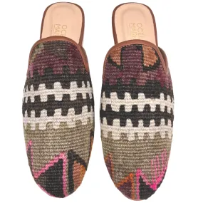 Men's Turkish Kilim Mule Grey & Tan