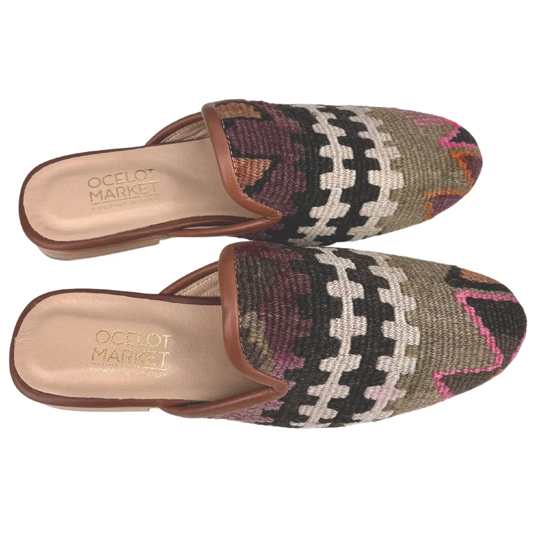 Men's Turkish Kilim Mule Grey & Tan