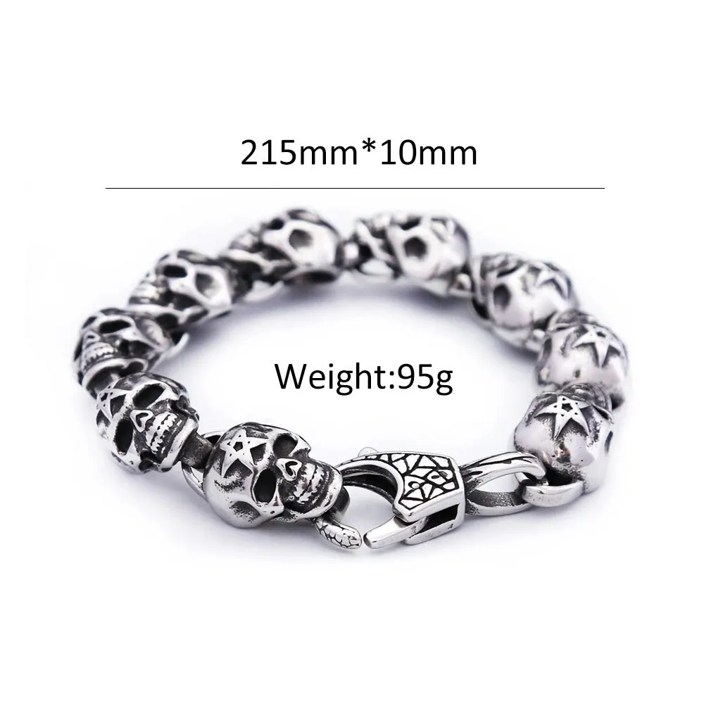 Men's Vintage Punk Gothic Skeleton Stainless Steel Hip Hop Bracelet