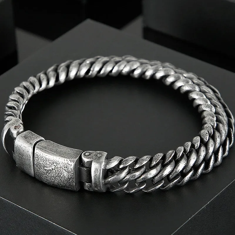 Men's Vintage Stainless Steel Magnet Clasp Mannen Armband Bracelet