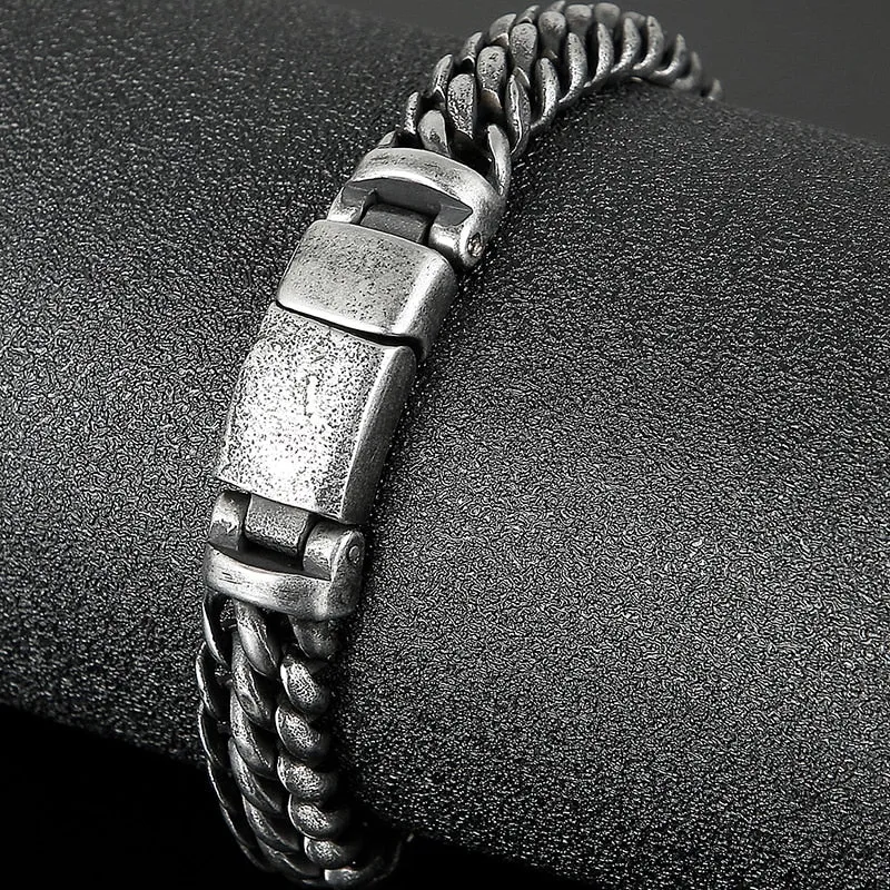 Men's Vintage Stainless Steel Magnet Clasp Mannen Armband Bracelet