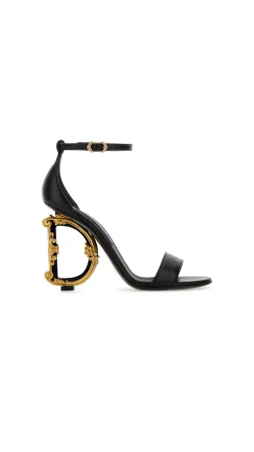 Nappa Leather Sandals with Baroque DG Detail - Black