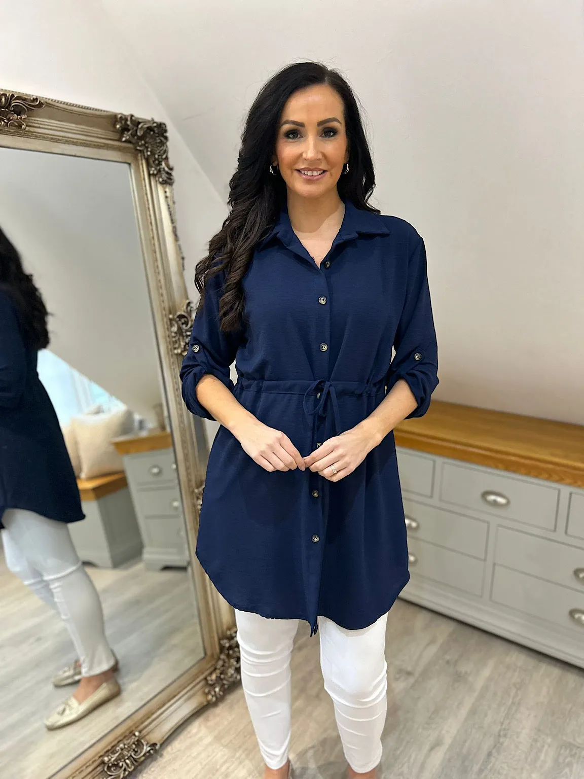 Navy Tie Waist Tunic Rosie