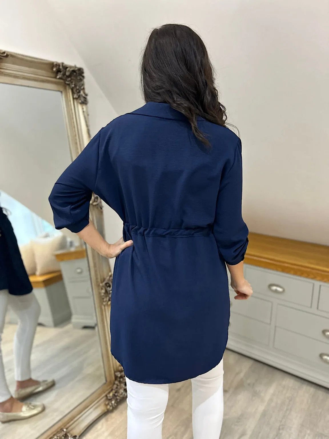 Navy Tie Waist Tunic Rosie