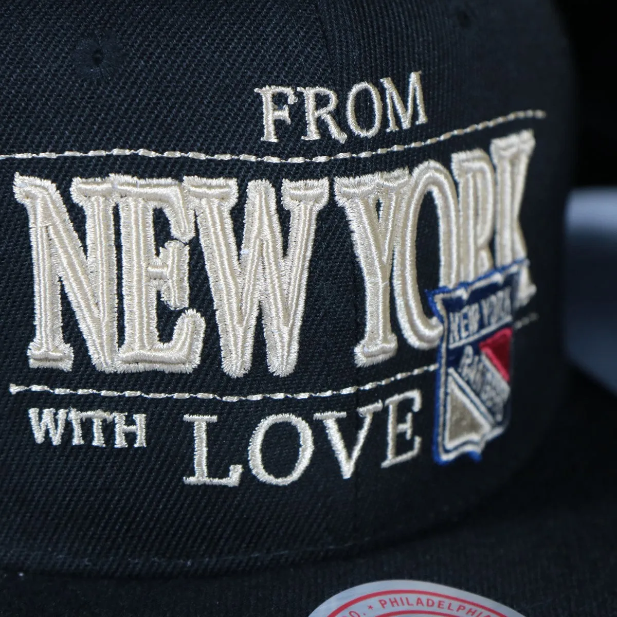 New York Rangers With Love 75th Anniversary Side Patch Cream Bottom | Black Snapback Hat