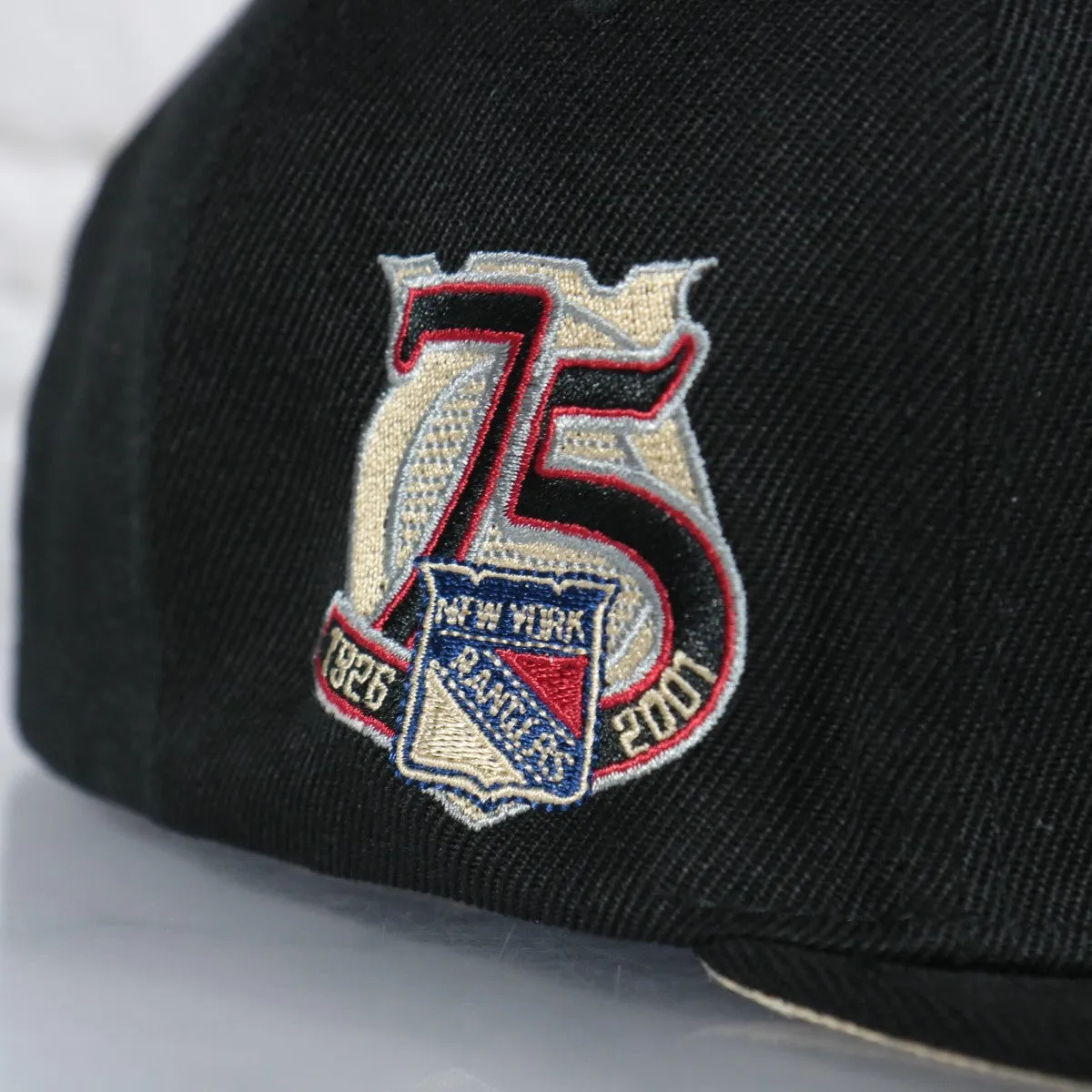 New York Rangers With Love 75th Anniversary Side Patch Cream Bottom | Black Snapback Hat