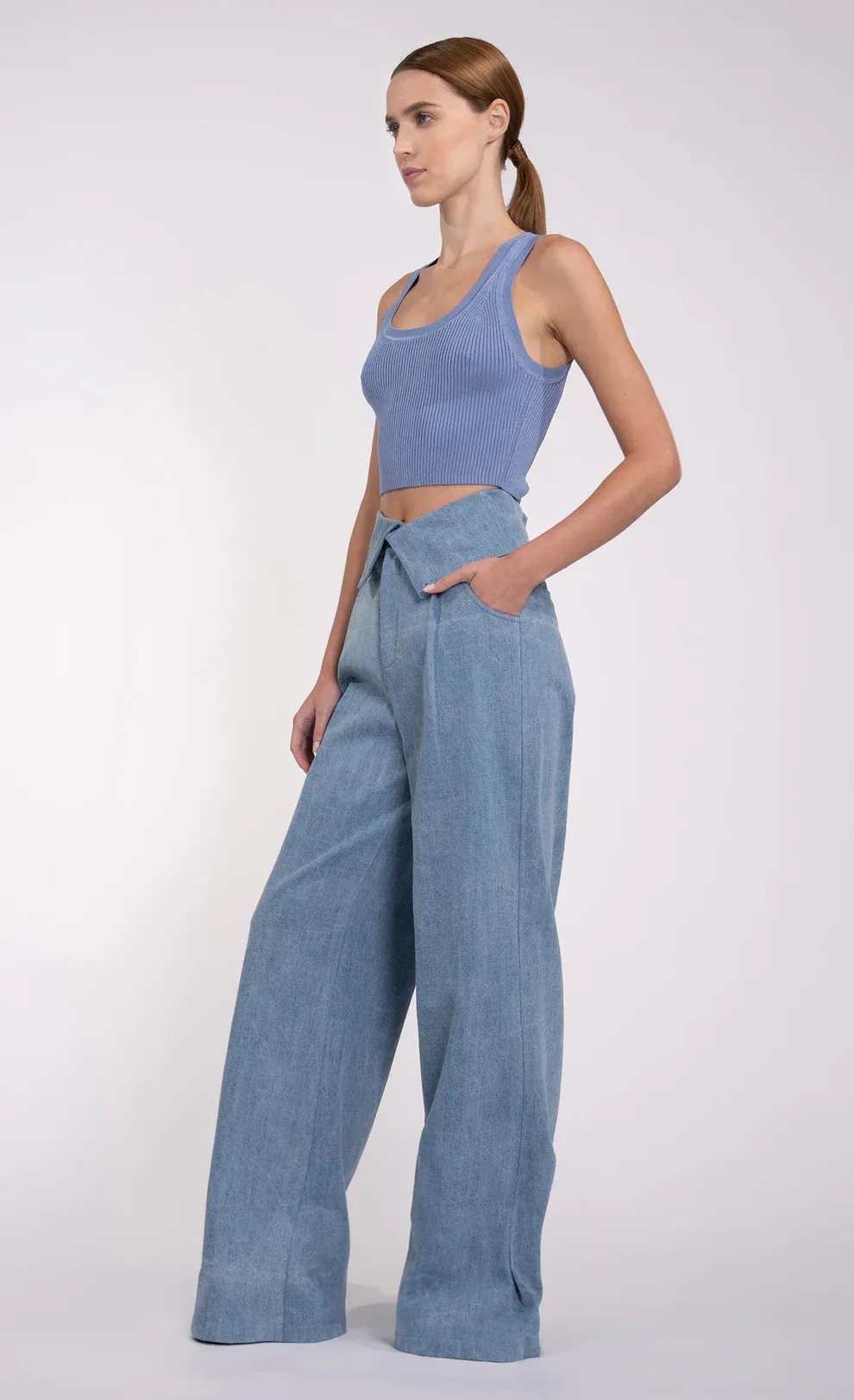 Nonchalant - Eve Crop - Blue