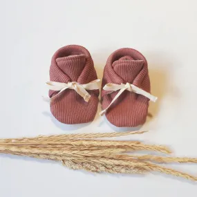 Organic Rib Booties - Rosewood