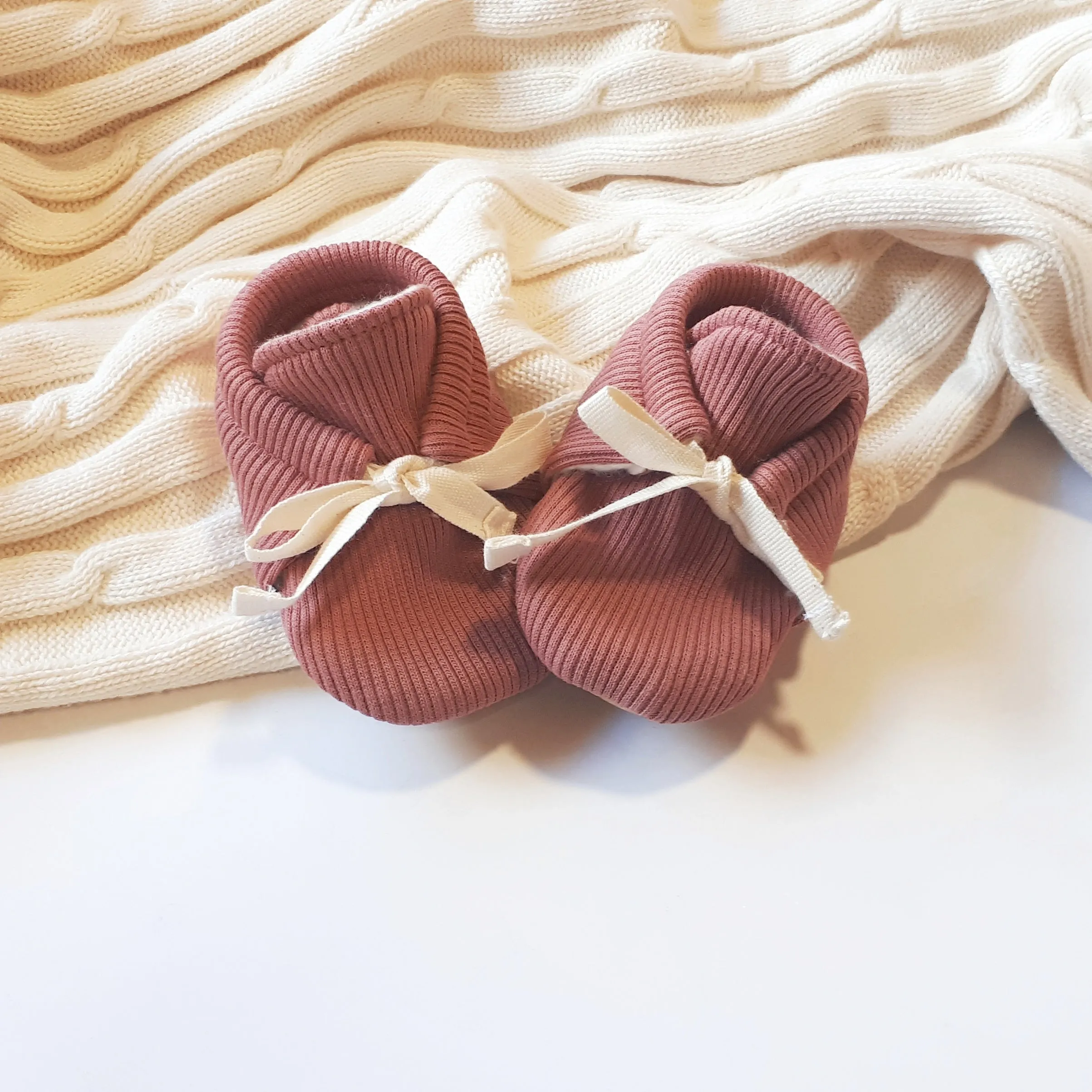 Organic Rib Booties - Rosewood