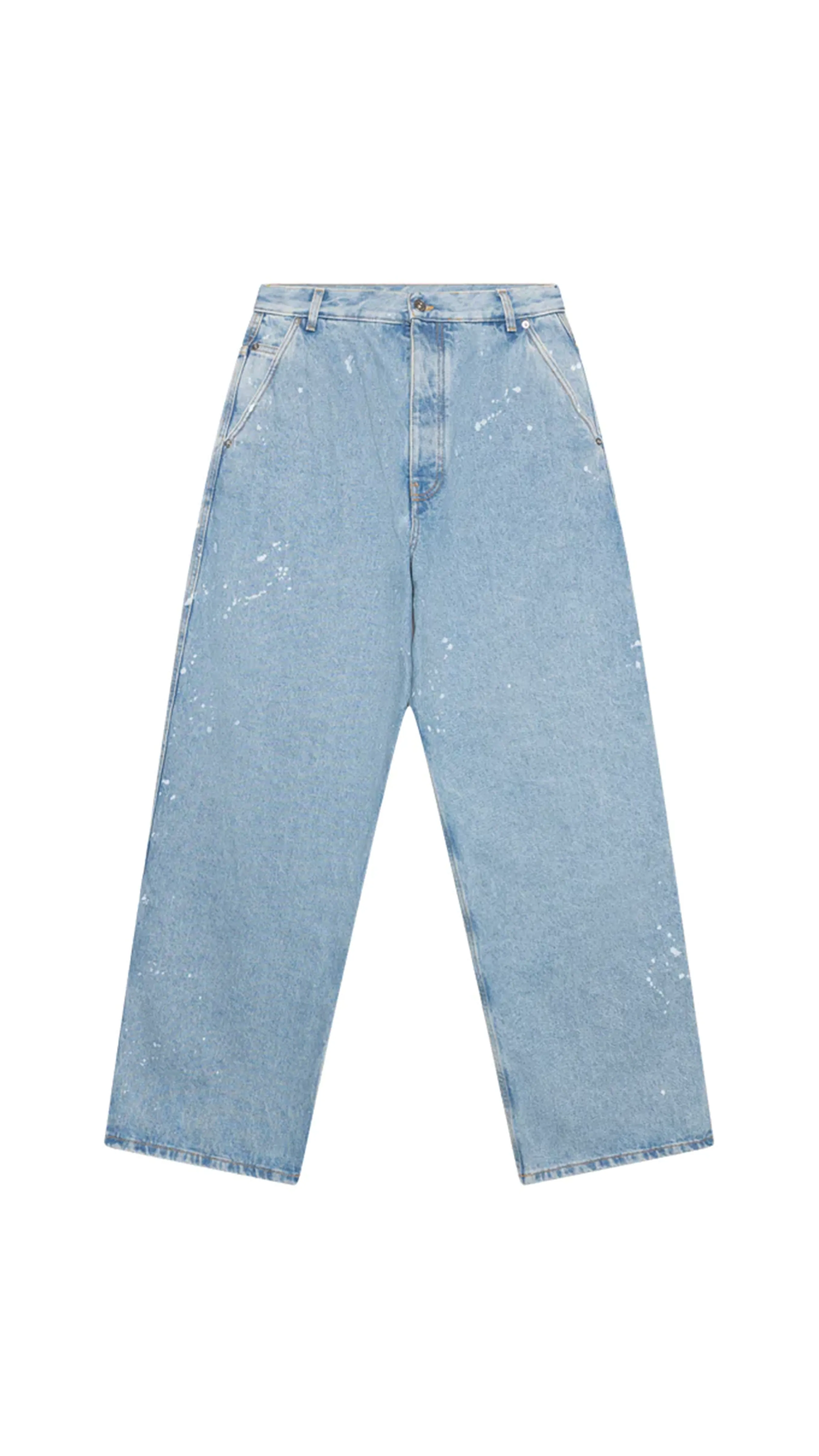 Paint Wide Leg Tapered Jeans - Blue