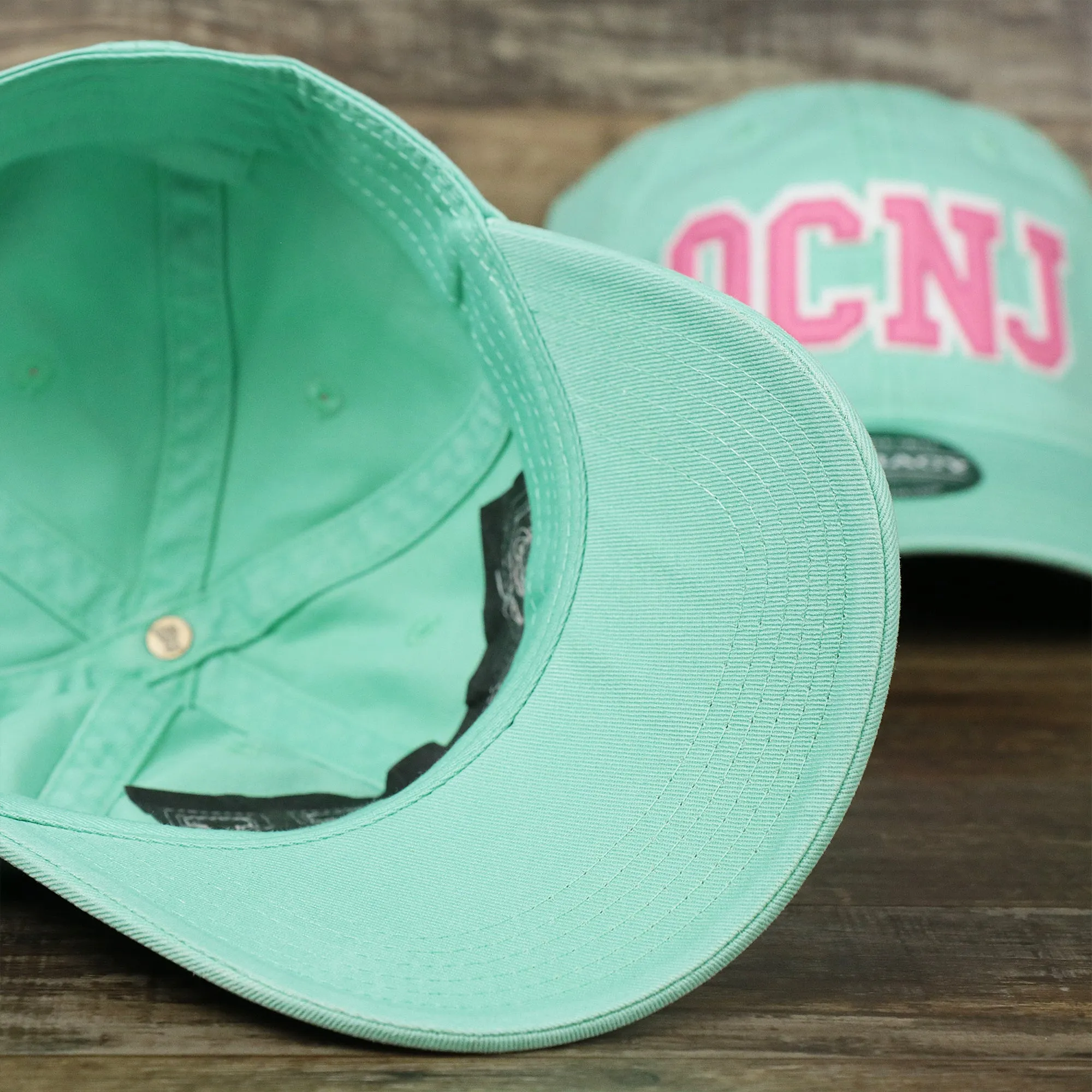 Pink OCNJ Wordmark White Outline Dad Hat | Spearmint Dad Hat