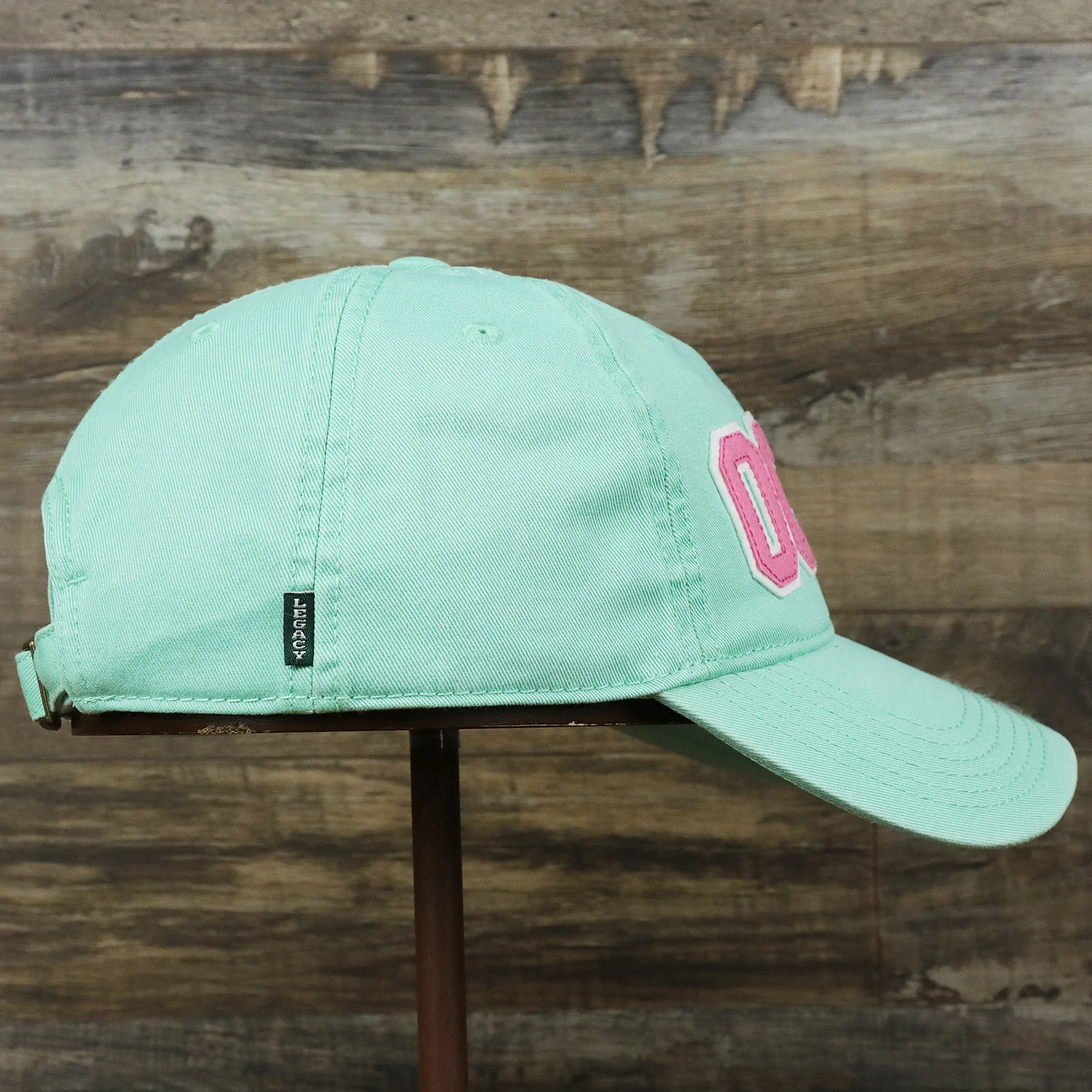 Pink OCNJ Wordmark White Outline Dad Hat | Spearmint Dad Hat