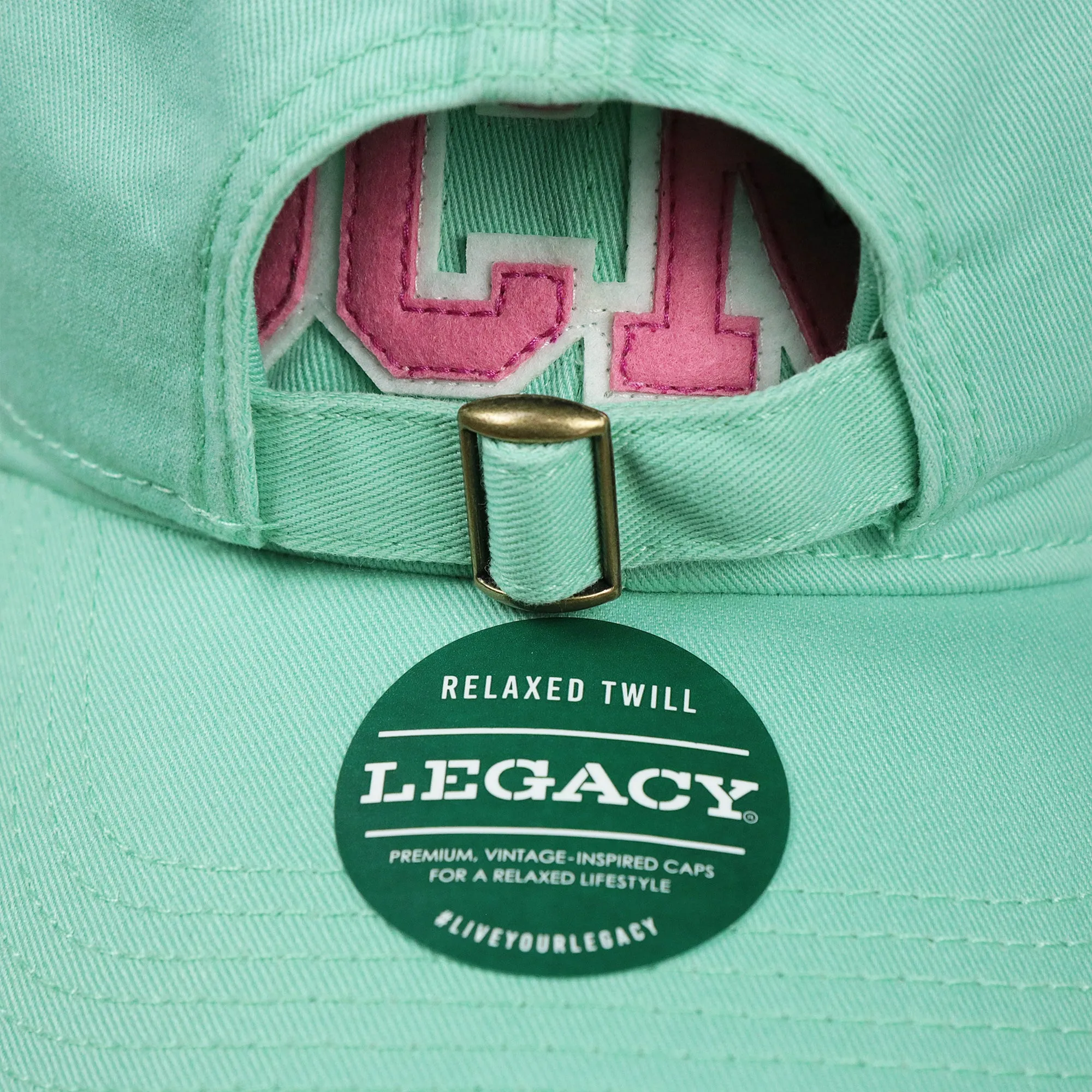 Pink OCNJ Wordmark White Outline Dad Hat | Spearmint Dad Hat