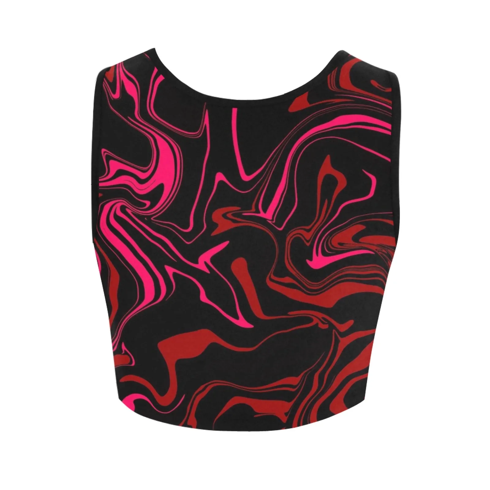 Pink Red and Black Abstract Melt Fitted Crop Top