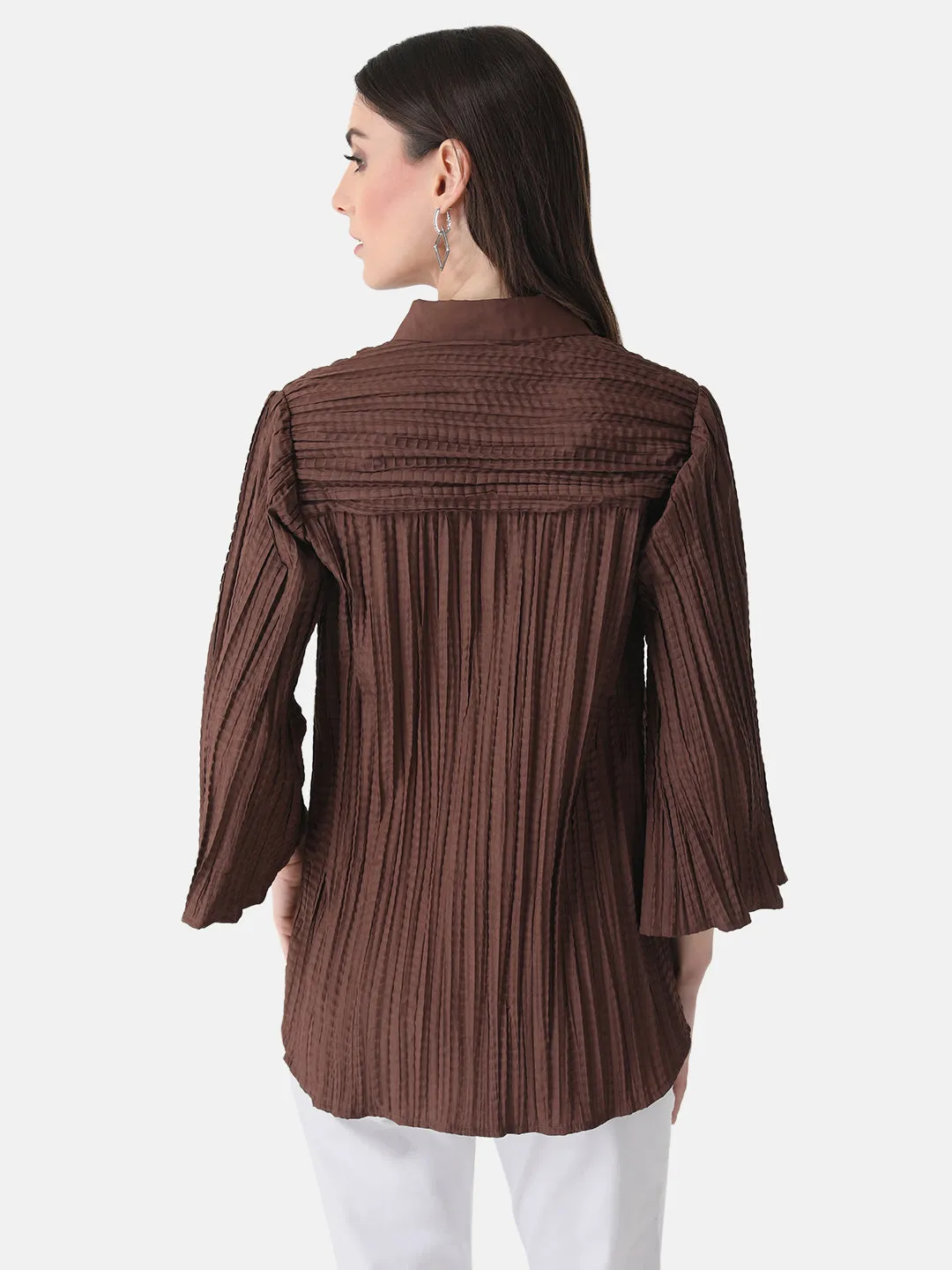 Pleated Shirt With Flared Sleeves