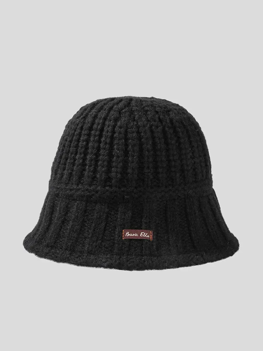 Pure Color Knitted Patch Warm Hat