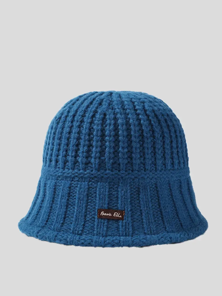 Pure Color Knitted Patch Warm Hat